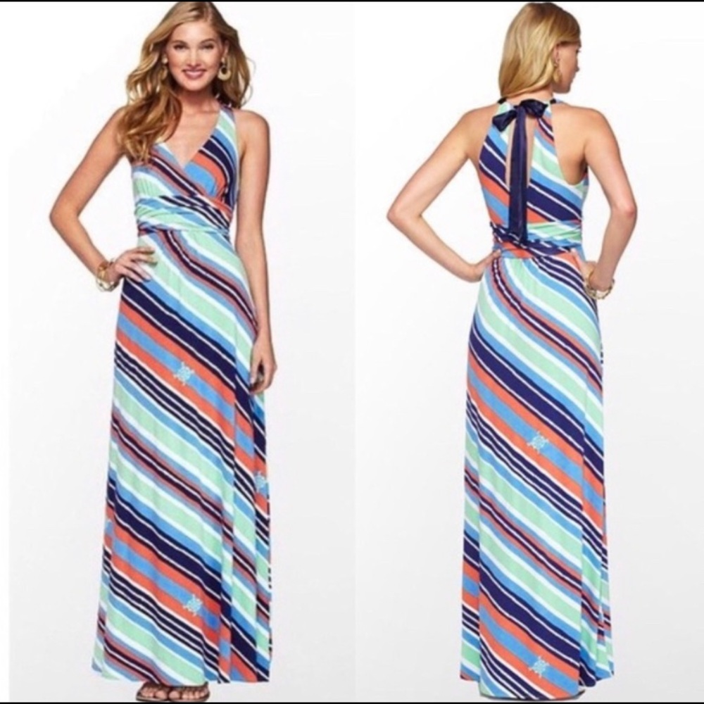 EUC Lilly Pulitzer Amanda Striped Maxi Dress Sz S